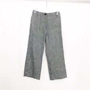 Reformation Linen High Rise Houndstooth Wide Leg Crop Pants, Size 2, Black White